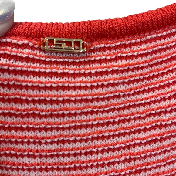 Vintage St John By Marie Gray Soirt Coral White Knit Tank‎ Top Latge - Picture 4 of 7